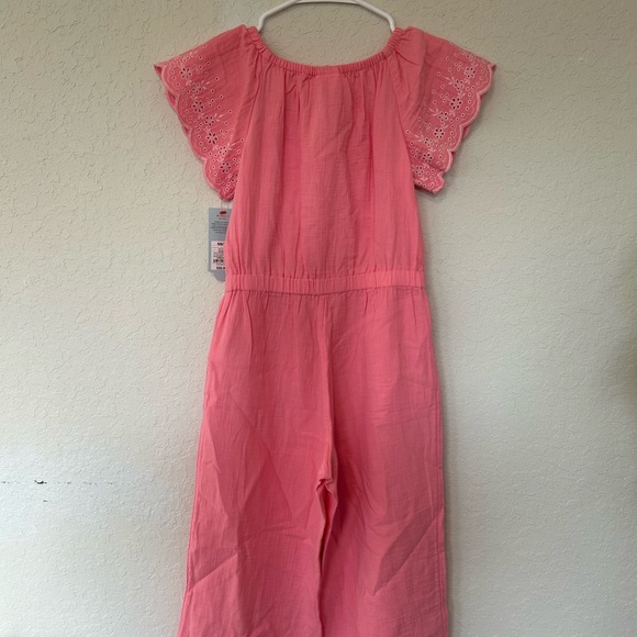 Girls Spring Ready Cat & Jack Pink Flutter-Sleeve Wide-Leg Jumpsuit - Picture 7 of 8